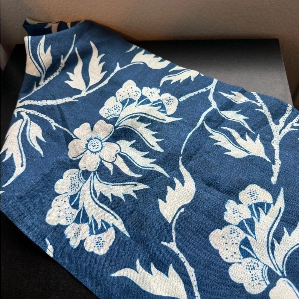 Mara Hoffman Navy White Floral Hemp Handkerchief Scarf NEW